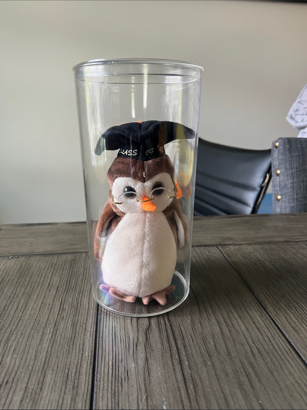 Wise TY Beanie Baby. Class of 1998 Owl Plush with Black Graduation Cap